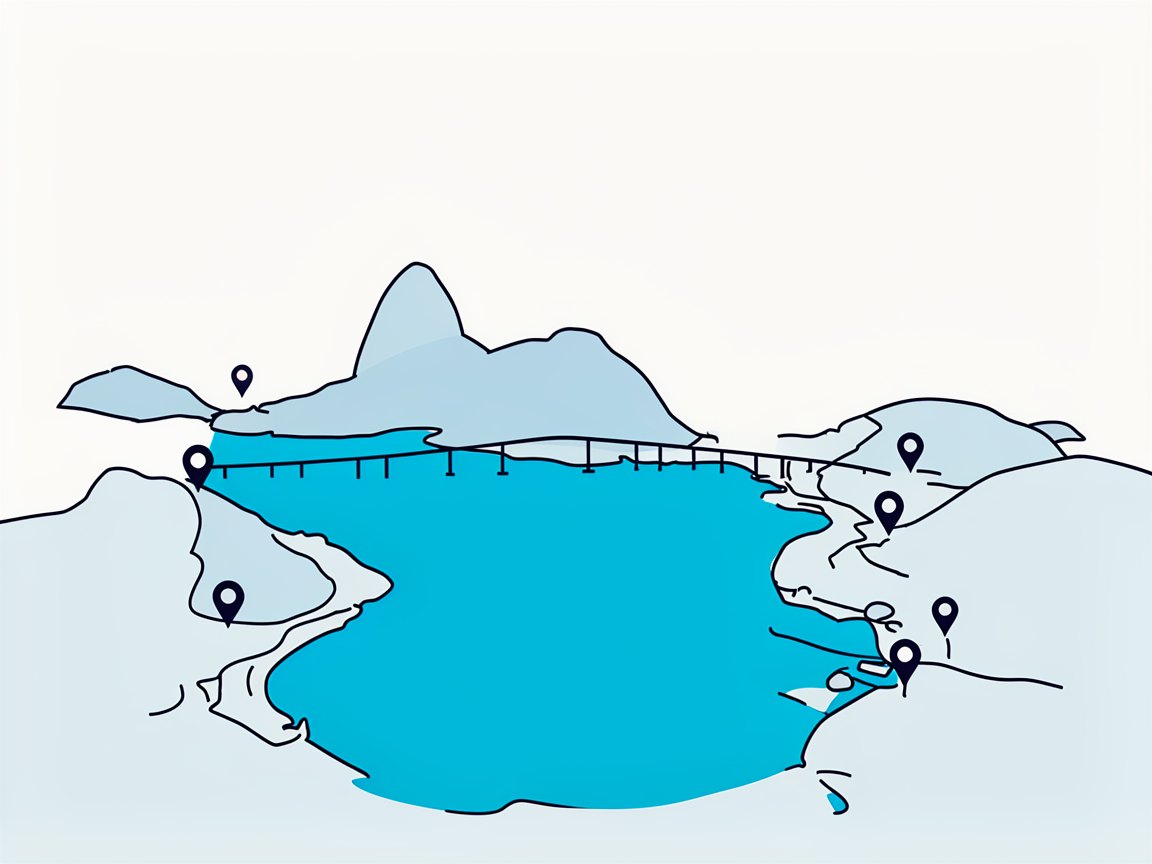 Mapa ilustrado da Baía de Guanabara com Rio de Janeiro e Região Metropolitana